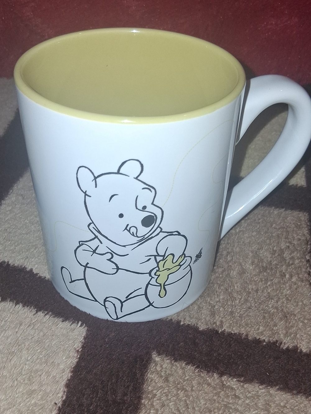 Disney White Ceramic Mug with Black Logo and Beige Rim